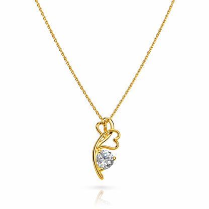 Sterling silver Gold necklace with a heart-shaped pendant on a white background