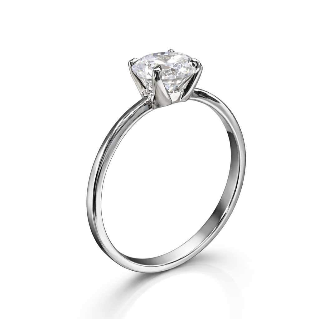 Solitaire silver ring 
