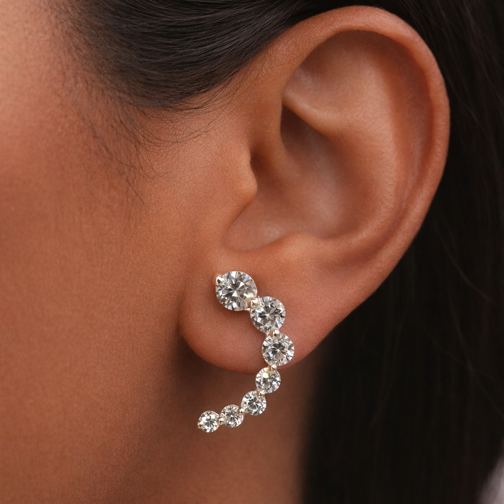 Close up of 925 sterling silver earrings 