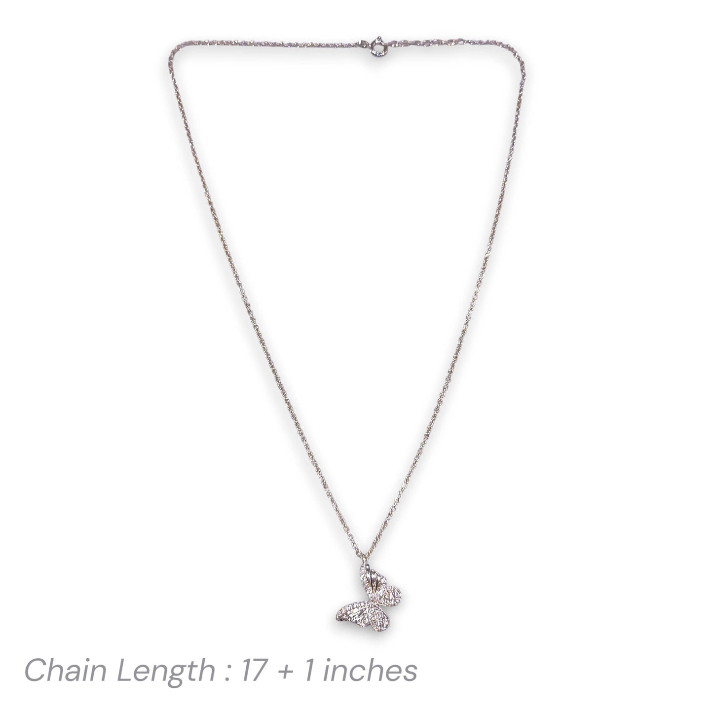 Necklace with a butterfly pendant on a white background