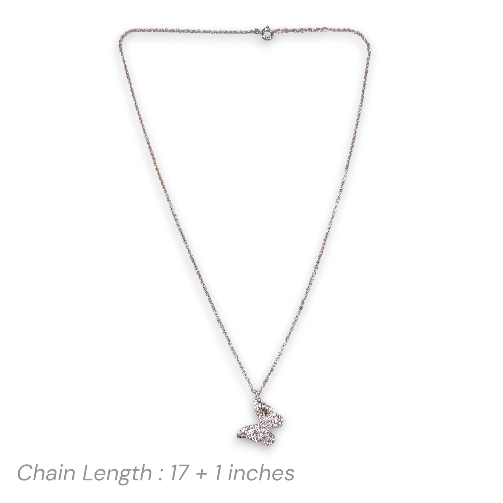 Necklace with a butterfly pendant on a white background