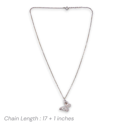 Necklace with a butterfly pendant on a white background