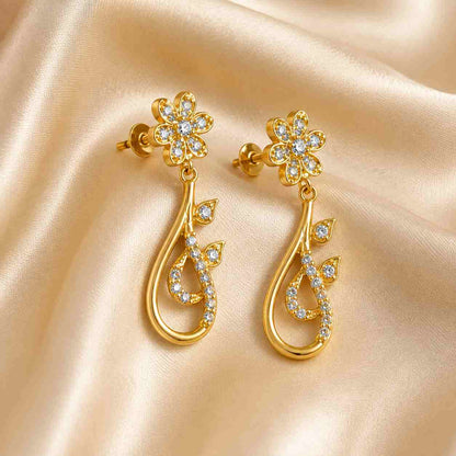 925 sterling silver floral earrings with gold plating