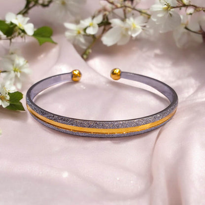 Silver kada for women with gold plated