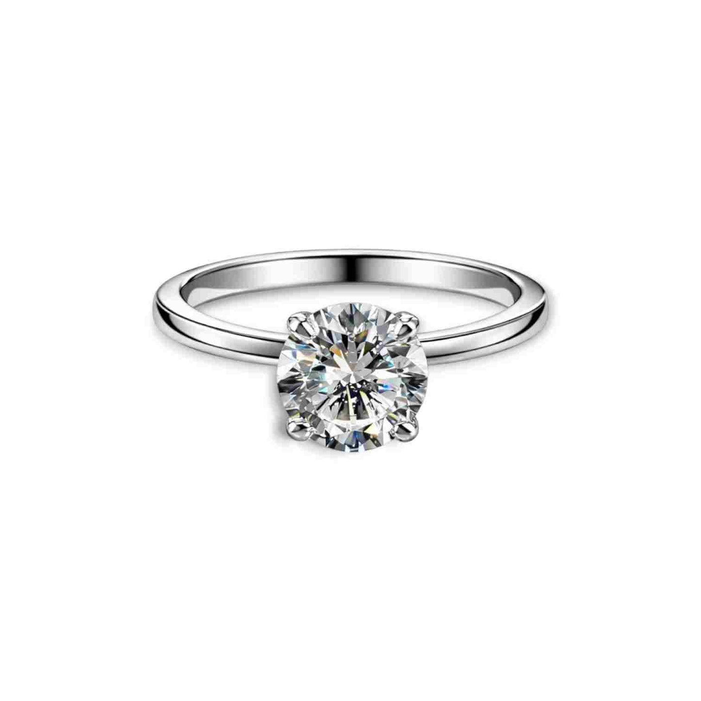 Solitaire rhodium plated 925 sterling silver ring