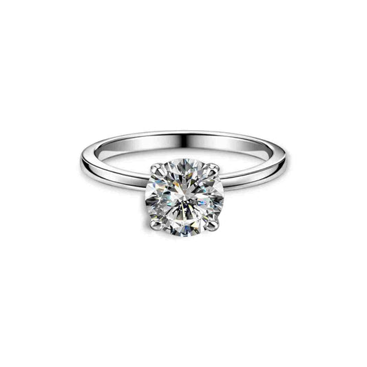 Solitaire rhodium plated 925 sterling silver ring