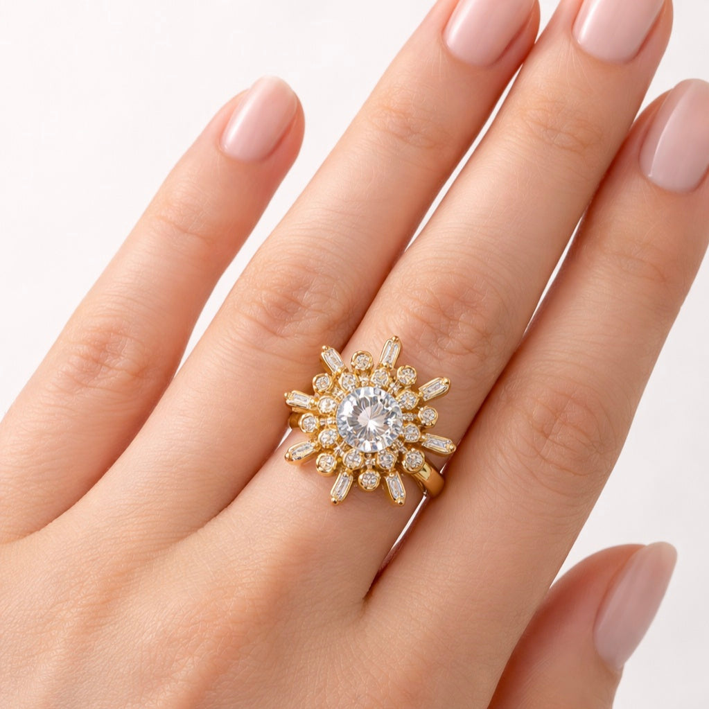 Sterling silver sunburst ring