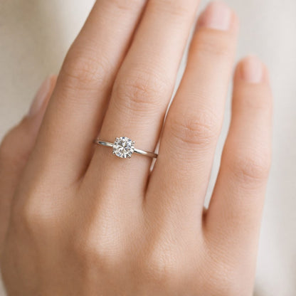 Silver solitaire ring for women