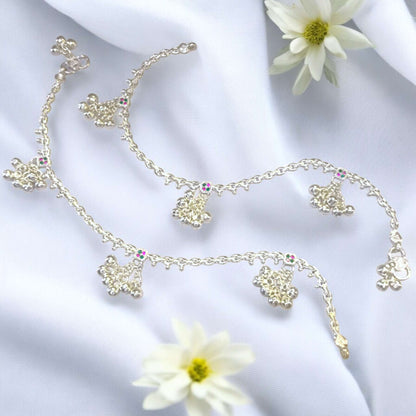 Silver payal with bells