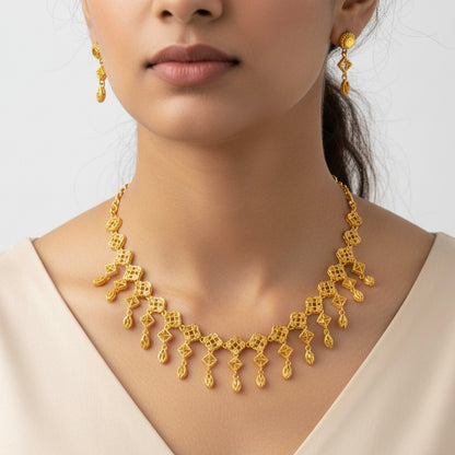 Jauhré 24k Gold Plated Turkish Necklace Set for Women