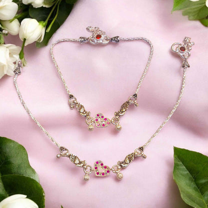 Fancy silver payal for women