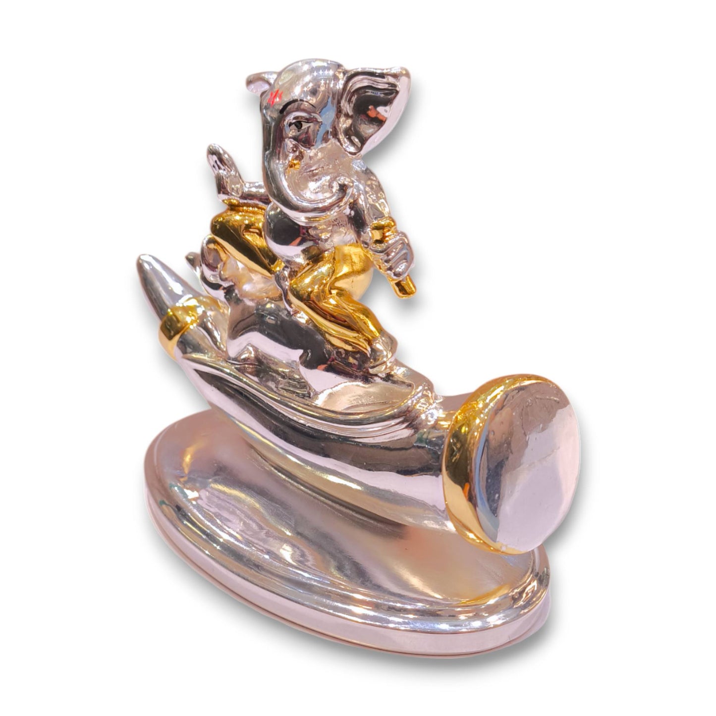 Gold and silver plated ganesh ji murti