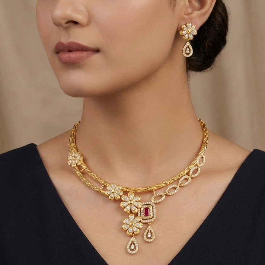 Gold plated necklace set for women 