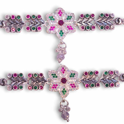 Silver oxidised payal for women - by jewellery shop in mau , jauhari jewellers
