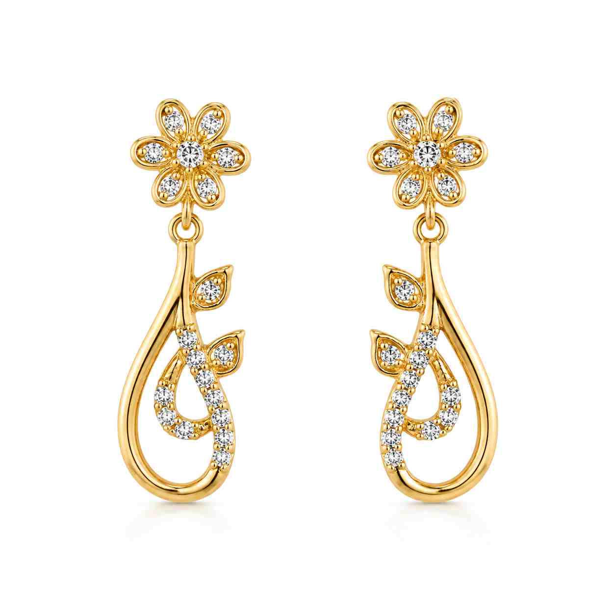 925 sterling silver golden earrings with cz stones