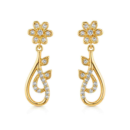 925 sterling silver golden earrings with cz stones