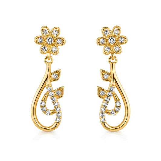 925 sterling silver golden earrings with cz stones