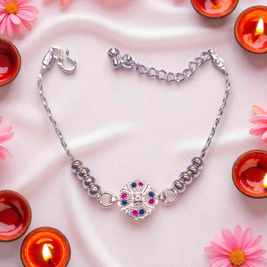 Silver bracelet rakhi