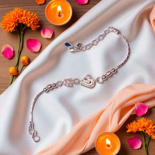 Silver peacock Rakhi