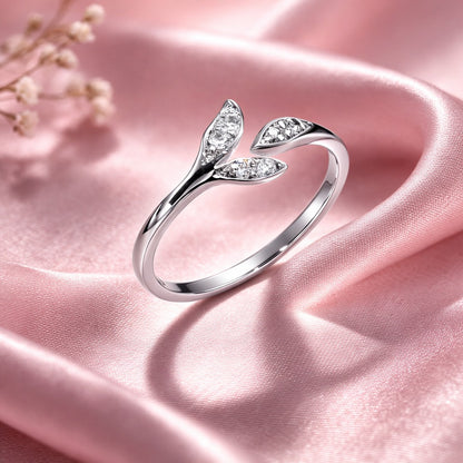 Open Leaf 925 Sterling Silver Ring - Jauhari Jewellers
