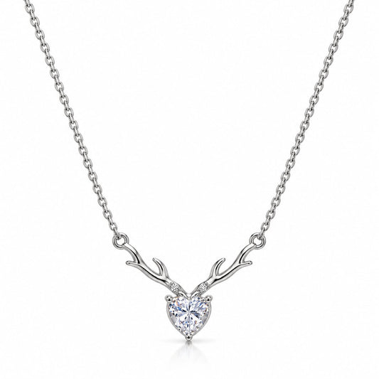 Sterling silver deer pendant necklace