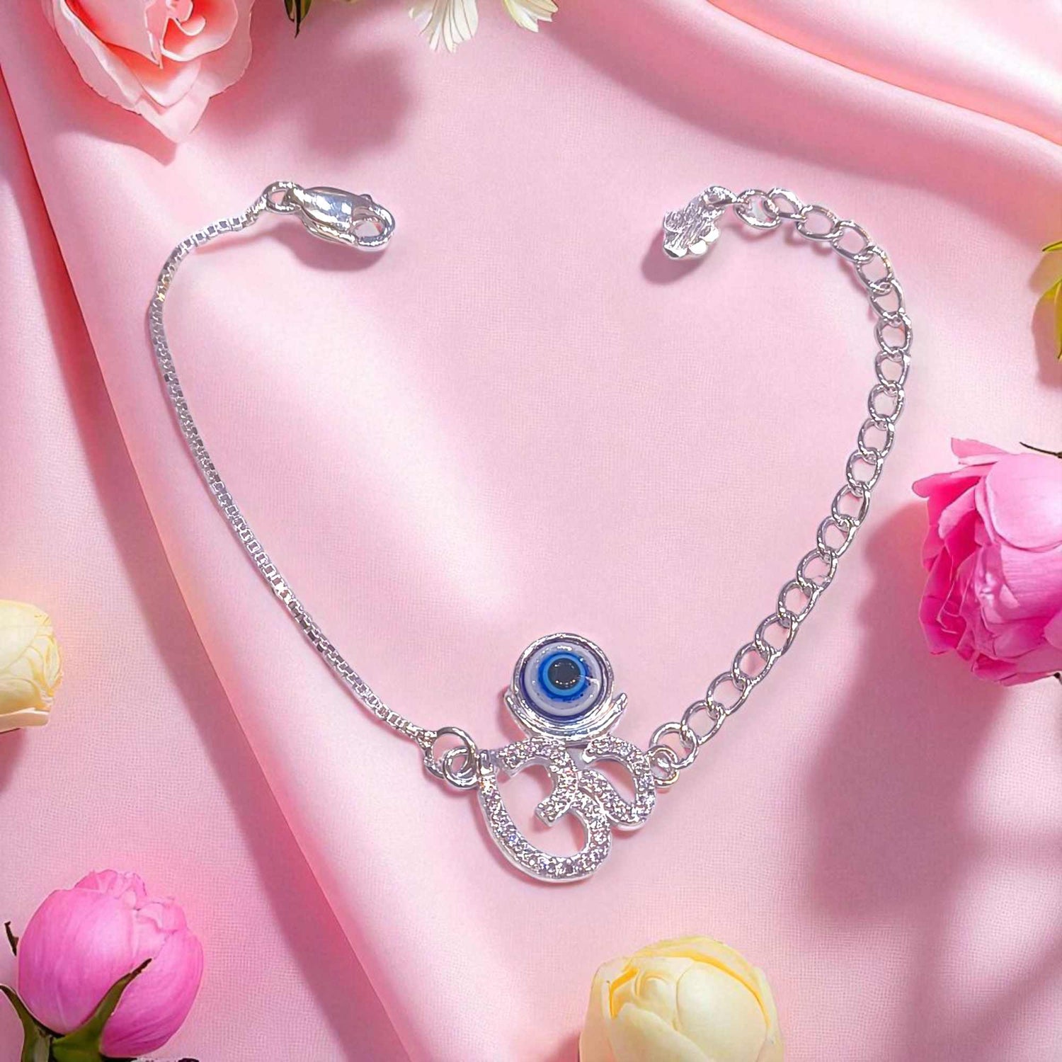 Silver evil eye bracelet for girls