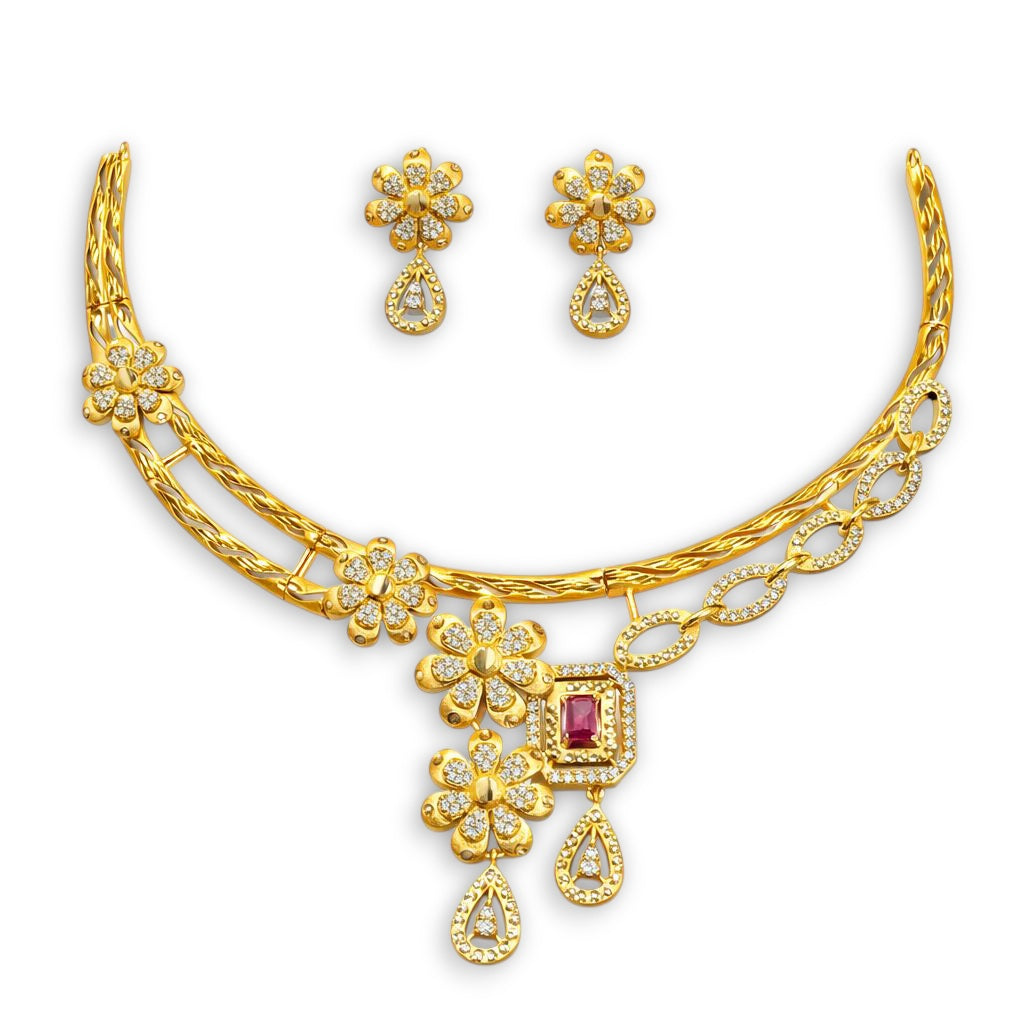 Gold plated fancy necklace set - jauhré