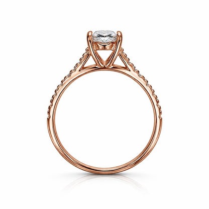 Silver Rose gold ring with cz stone on a white background