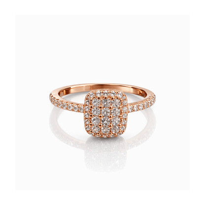 Rose Gold Square CZ Ring in Sterling Silver