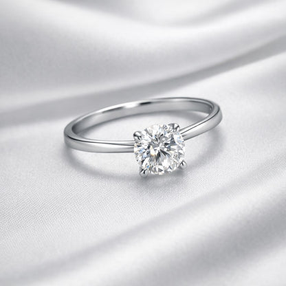 Solitaire silver ring for women