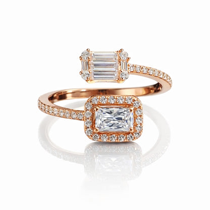 Rose Gold CZ Bypass Ring | 925 Sterling Silver