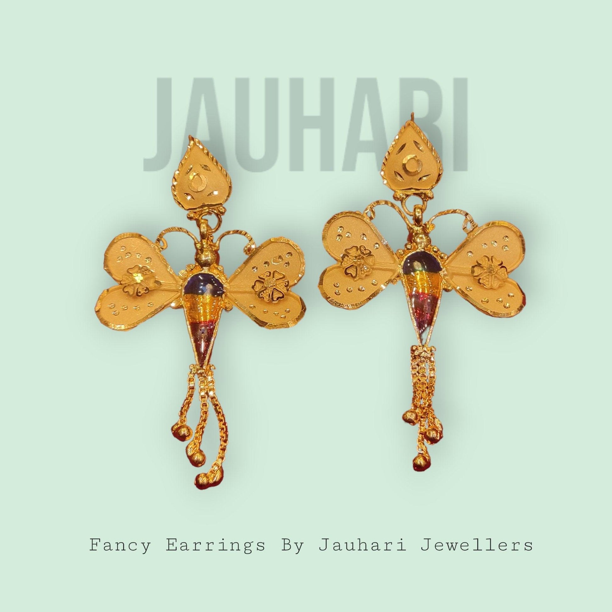 One Gram Gold ButterFly Earrings - Jauhari Jewellers